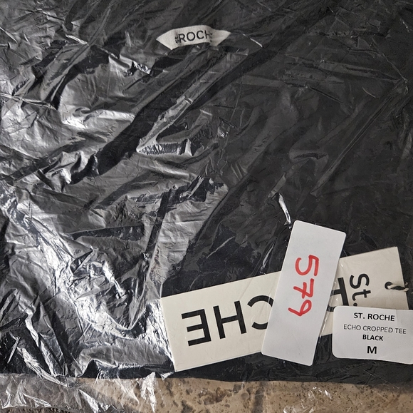 St. Roche Echo Black Crop Top with shoulder pads M NWT - Picture 3 of 5